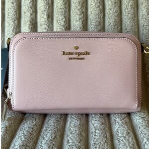 Kate Spade Staci Dual Zip Crossbody Bag Tutu Pink Saffiano Leather KG036
